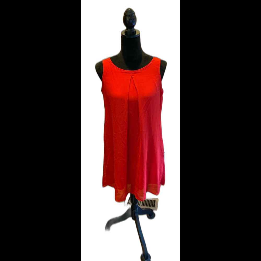 As U Wish Sleeveless Blouse Sheer Overlay Lined Size Medium‎ Deep Red  Dressy